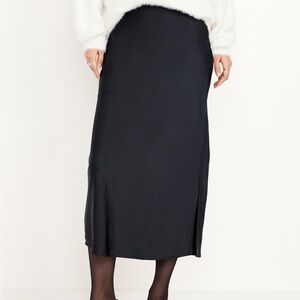 Old Navy black satin midi skirt